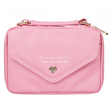 Load image into Gallery viewer, Metal Heart Badge Faux Leather Pink Personalized Bible Cover For Women