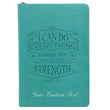 Load image into Gallery viewer, Personalized Custom Text I Can Do Everything Zippered Journal LuxLeather Philippians 4:13 Turquoise