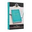 Load image into Gallery viewer, Personalized Custom Text Your Name KJV Holy Bible Gift Edition LuxLeather Turquoise King James Version