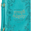 Load image into Gallery viewer, Proverbs 31:25 Faux Leather Teal Personalized Bible Cover For Women