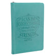 Load image into Gallery viewer, Personalized Custom Text I Can Do Everything Zippered Journal LuxLeather Philippians 4:13 Turquoise