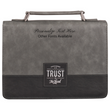 Load image into Gallery viewer, Trust in the LORD Proverbs 3:5 Gray and Black Faux Leather Personalized Bible Cover For Men