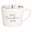 Load image into Gallery viewer, Best Teacher Ever White with Floral Interior Mug