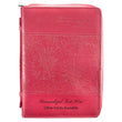 Load image into Gallery viewer, Matthew 19:26 Faux Leather Pink Personalized Bible Cover for Women