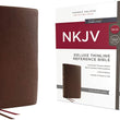 Load image into Gallery viewer, Personalized NKJV Deluxe Thinline Reference Bible Red Letter Comfort Print Genuine Leather Brown