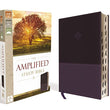 Load image into Gallery viewer, Personalized Bible with Custom Text The Amplified Study Bible Leathersoft Thumb Indexed Purple