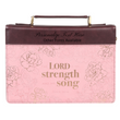 Load image into Gallery viewer, My Strength and My Song Pink Faux Leather Personalized Bible Cover for Women