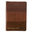 Load image into Gallery viewer, Personalized Custom Text Strong and Courageous Zippered Journal LuxLeather Joshua 1:5-7 Brown