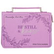Load image into Gallery viewer, Be Still & Know Psalm 46:10 Purple Laurel Faux Leather Personalized Bible Cover For Women
