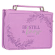 Load image into Gallery viewer, Be Still & Know Psalm 46:10 Purple Laurel Faux Leather Personalized Bible Cover For Women