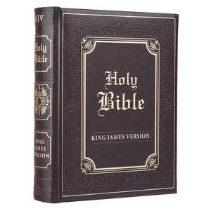 Personalized Bible Custom Text Dark Brown Faux Leather Hardcover King James Version Family Bible