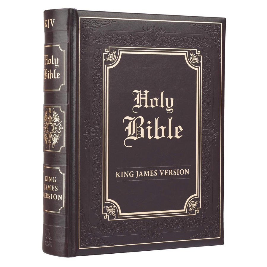 Personalized Bible Custom Text Dark Brown Faux Leather Hardcover King James Version Family Bible