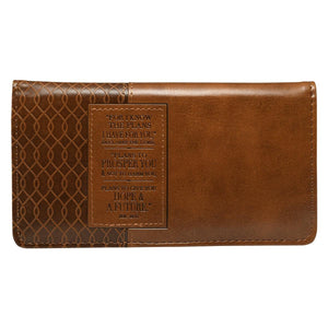 I Know the Plans Jeremiah 29:11 Brown Faux Leather Checkbook Cover