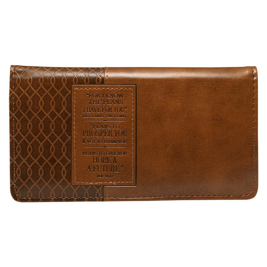 I Know the Plans Jeremiah 29:11 Brown Faux Leather Checkbook Cover