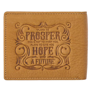 I Know The Plans Jeremiah 29:11 Tan Genuine Leather Wallet