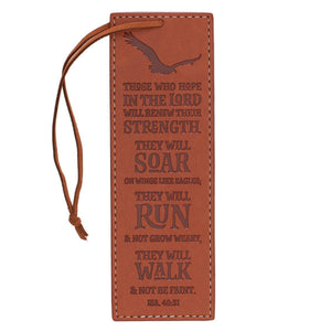 Hope in the Lord Isaiah 40:31 Brown Faux Leather Bookmark