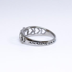 Amazing Grace Ephesians 2:8,9 - Woman's Heart Cross Ring
