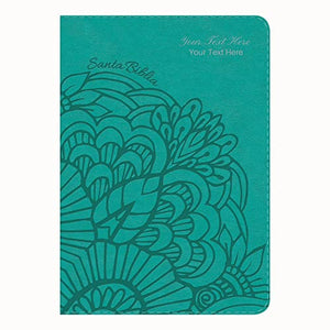 Personalized Custom Text Your Name Biblia Compacta Letra Gde. RVR 1960 Piel Imit. Aqua (RVR 1960 LGE.Print Compact Bible Leathertouch Teal)