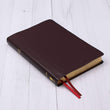 Load image into Gallery viewer, Personalized NIV Thinline Bible Large Print Bonded Leather Thumb Indexed Burgundy Comfort Print
