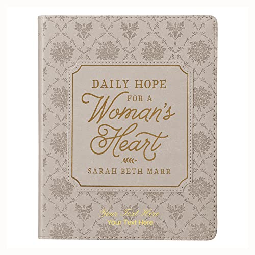 Personalized Custom Text Your Name Daily Hope for a Women's Heart Devotional Taupe Faux Leather