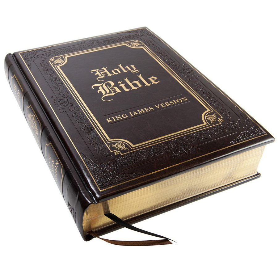 Personalized Bible Custom Text Dark Brown Faux Leather Hardcover King James Version Family Bible