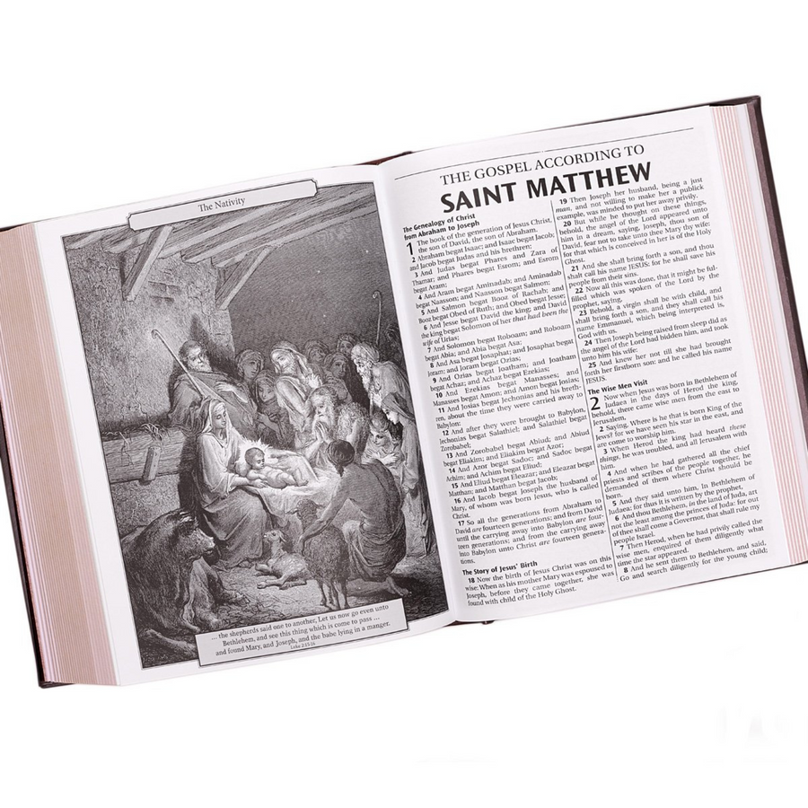 Personalized Bible Custom Text Dark Brown Faux Leather Hardcover King James Version Family Bible