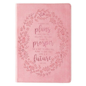 I Know the Plans Jeremiah 29:11 Pink Slimline Faux Leather Journal