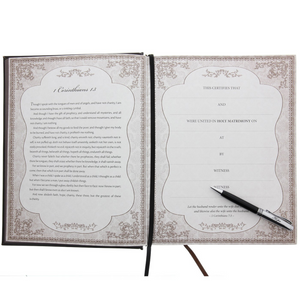 Personalized Bible Custom Text Dark Brown Faux Leather Hardcover King James Version Family Bible